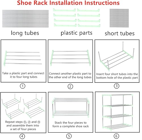 Miniatura 6 de Jucaifu Zapatero pequeño apilable, entrada, pasillo y armario, ahorro de espacio de almacenamiento y organización (10 niveles, verde)