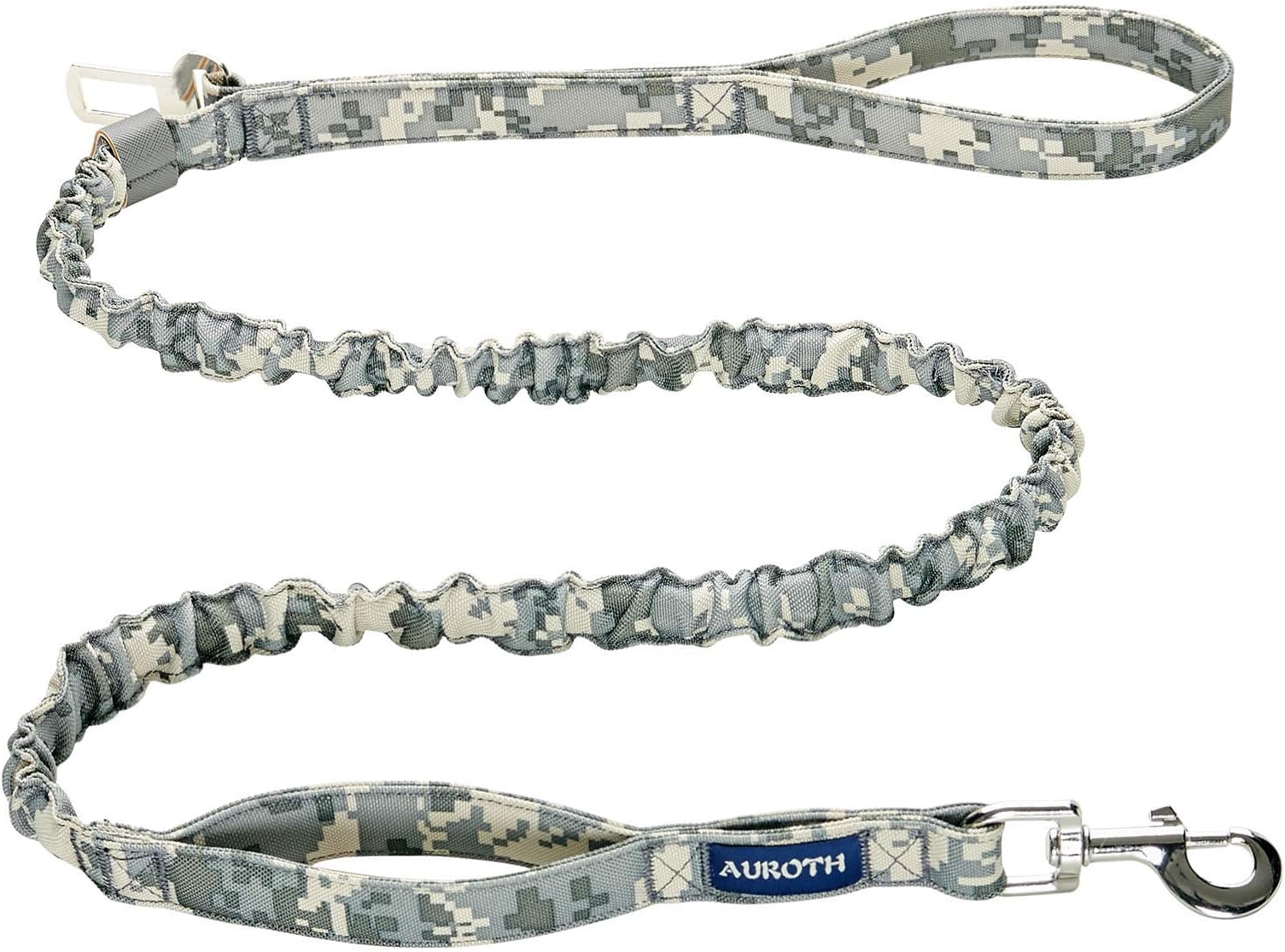 AUROTH Dog Leash Large Dogs, Heavy Duty Dog Leash Bungee, No Pull Leashes for Shock Absorption, Grey Camo Dog Training Leashes for Medium Large Breed Dogs 6FT, 2 Padded Handles