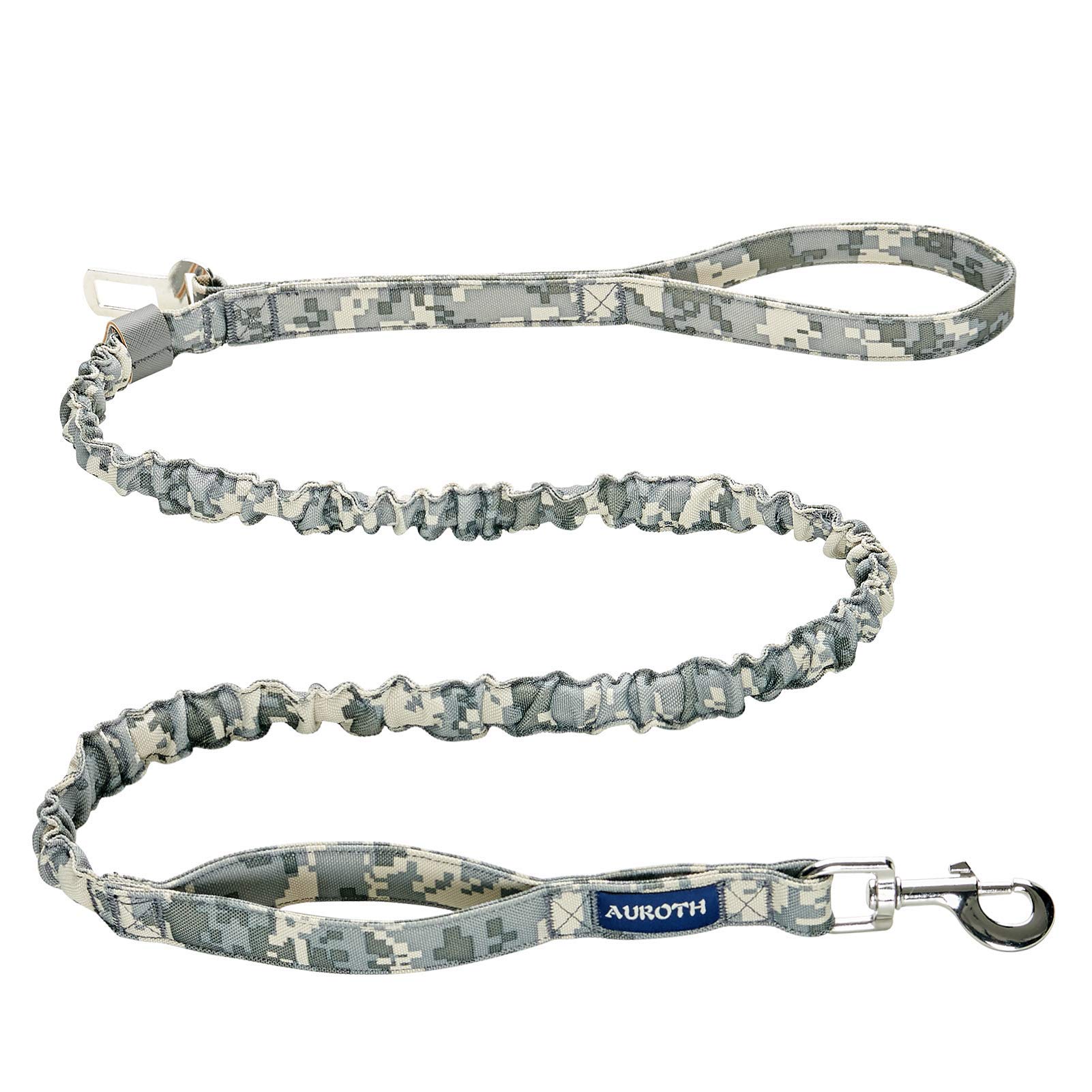AUROTH Dog Leash Large Dogs, Heavy Duty Dog Leash Bungee, No Pull Leashes for Shock Absorption, Grey Camo Dog Training Leashes for Medium Large Breed Dogs 6FT, 2 Padded Handles