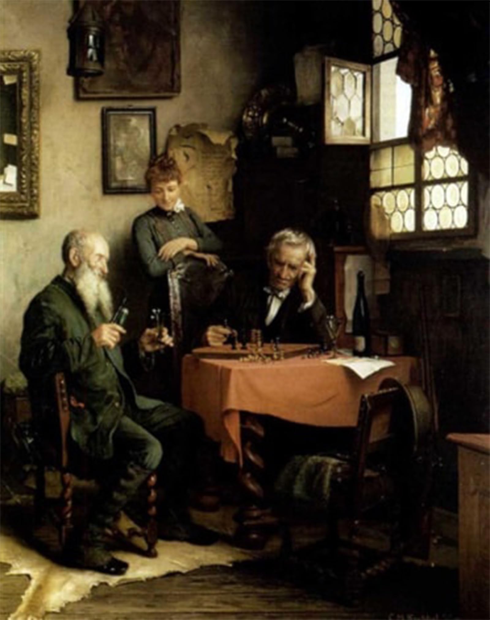 Jouer échecs Carl Maria Seyppel toile décorative idéale pour salon et bureau - 5
