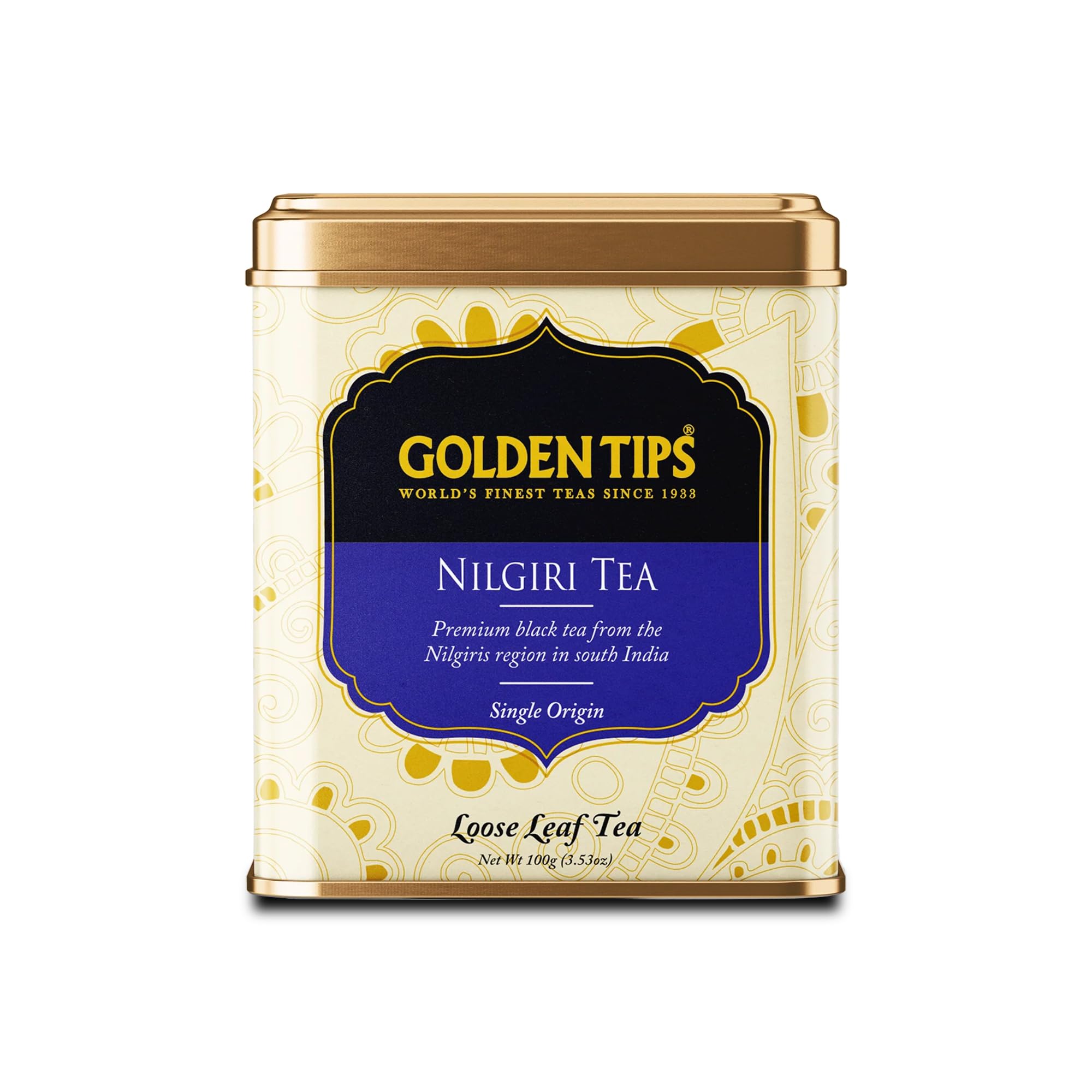 Golden Tips Nilgiri Black Tea Loose Leaves Tin can (100 Gram, 50 cups)