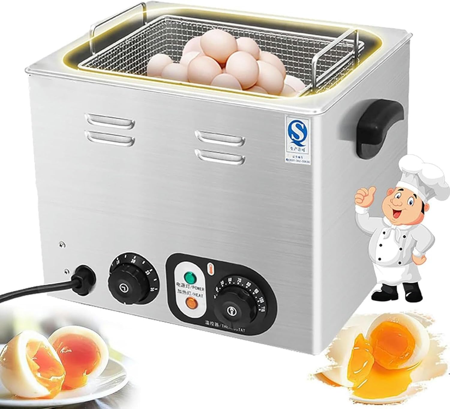 Wzglod Commercial Eggs Cooker, Hot Spring Eggs Cooker, 60 Eggs Capacity Automatic Egg Boiler Steamer with Timer,30-110℃ Temperature Control, for Half-Boiled Egg, Soft-Boiled Egg & Fully Cooked Eggs