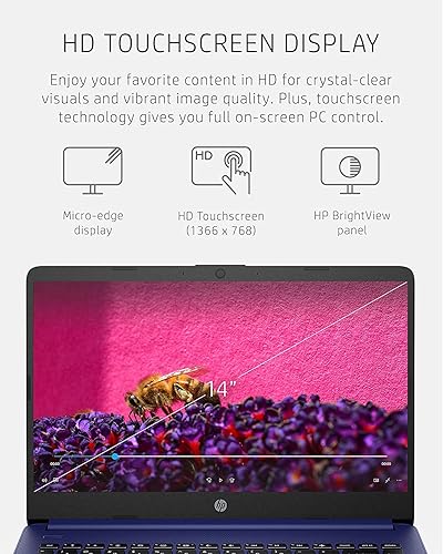 Miniatura 2 de HP Laptop con pantalla táctil de 14 pulgadas, 16 GB de RAM, 128 GB de almacenamiento (64 GB eMMC+tarjeta de 64 GB), Intel Celeron N4020, Intel UHD