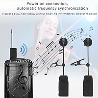 Vista 6 de Micrófono de instrumentos inalámbricos, mini micrófono de mano para trompeta de orquesta profesional, saxofón, llave G, pulido, receptor