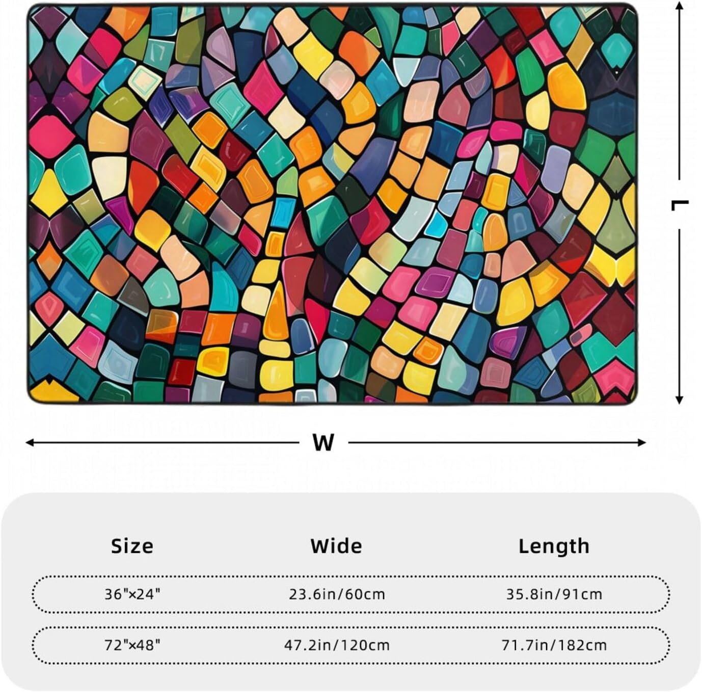 Mosaic Abstract Printed Anti-Slip Floor mat Carpet Rug 72"x48" for Living Room Office Coffee Table Bed Balcony