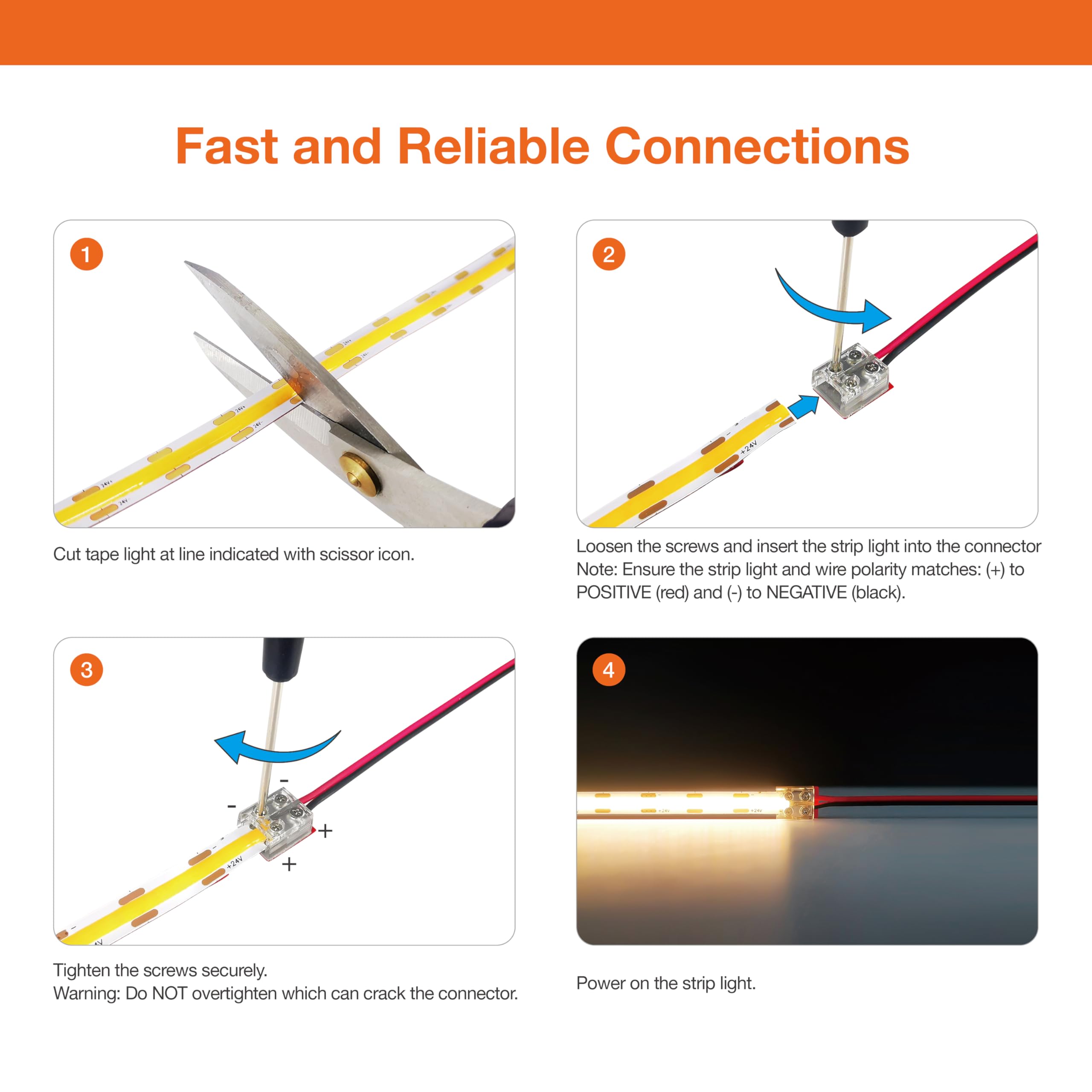 8mm LED Strip Connectors - Solderless & Easy Install -4