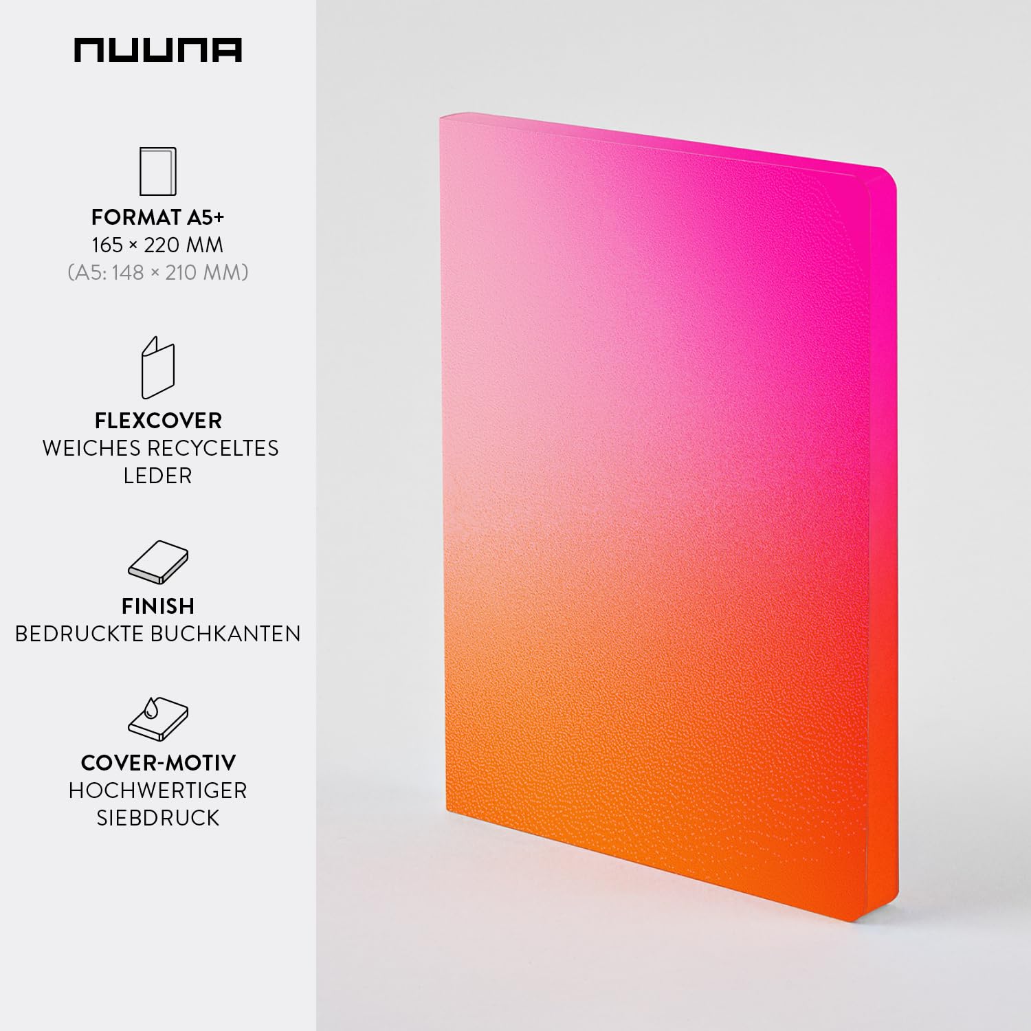Nuuna Notizbuch A5+ Colour Clash L Light - Burn, Leder rosa