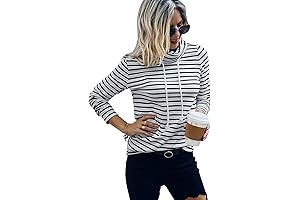 Women's Striped Turtleneck Hoodie