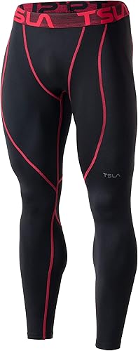 Miniatura 16 de TSLA - Pantalones de compresión térmica para hombres, calzas deportivas para correr, ropa base de invierno