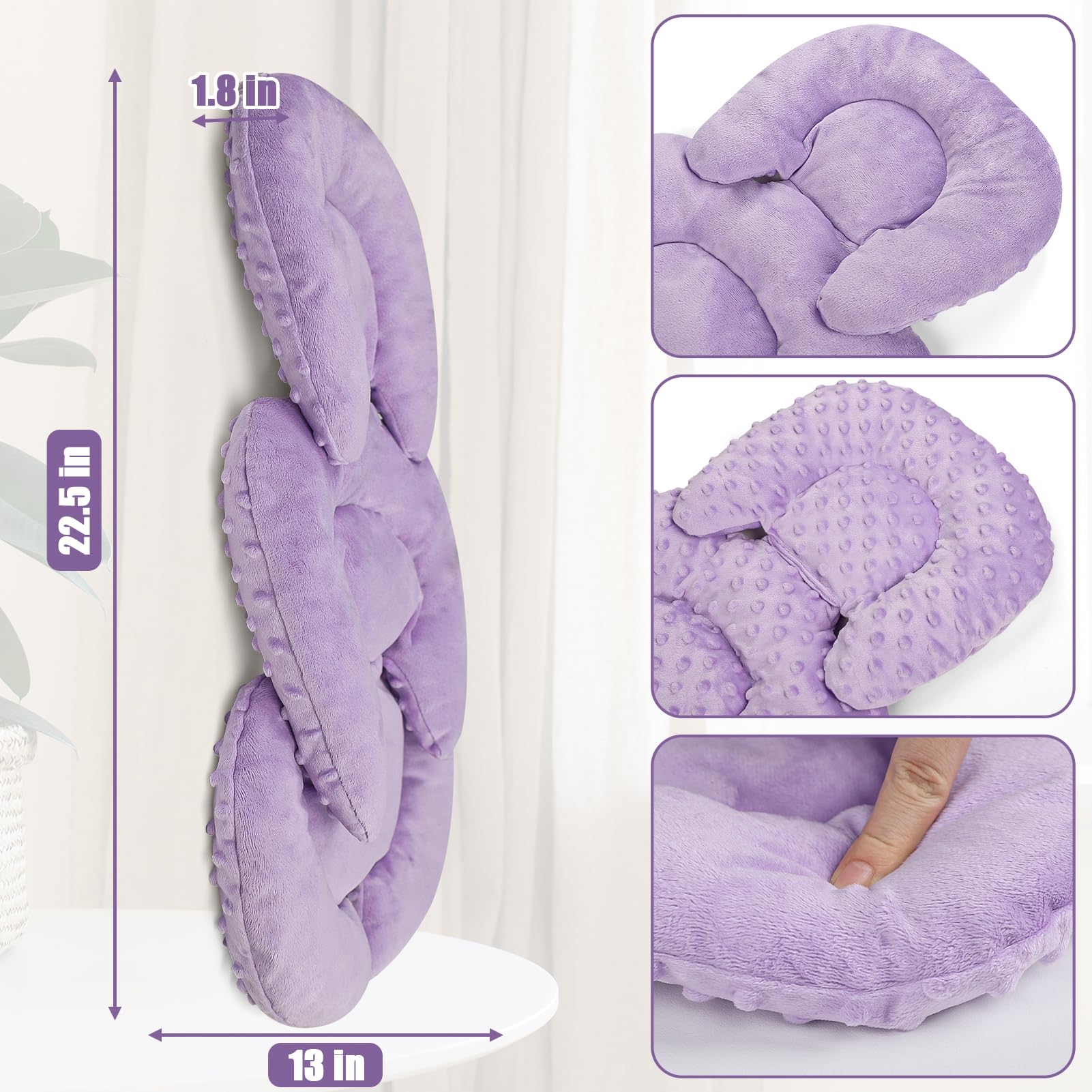 Inserto de asiento de coche para bebé, soporte para cabeza y cuerpo, inserto reversible para asiento de coche con almohadillas para orejas de correa, relleno de cojín suave para niños y niñas, se