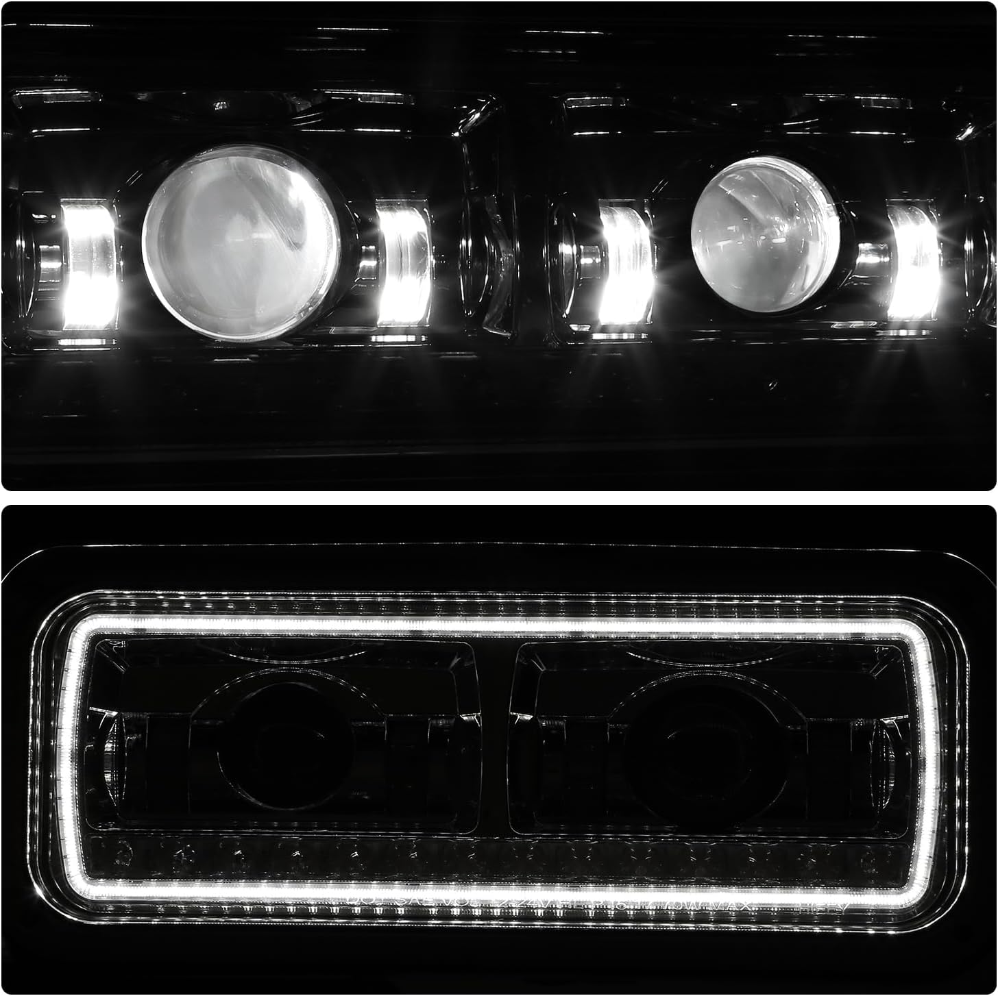DNA MOTORING Pair of Headlight Assemblies Compatible With 1981-1988 Peterbilt 359, 1987-2007 Peterbilt 379, 2008-2021 Peterbilt 389, 35775, 35776, Chrome Housing, HL-HAY-062-CH