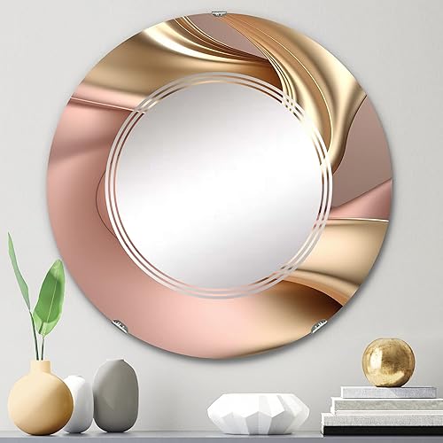 Miniatura 7 de DesignQ Oro líquido liso en tonos suaves de oro y gris pardo III, espejo de tocador, espejos de baño, espejos de pared para sala de estar,