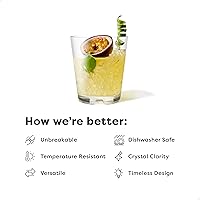 Vista 2 de TOSSWARE RESERVE - Juego de 4 vasos apilables de plástico irrompible de 12 onzas, de alta calidad, Tritan aptos para lavavajillas y resistentes al