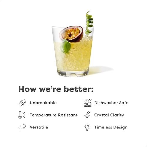 Miniatura 2 de TOSSWARE RESERVE - Juego de 4 vasos apilables de plástico irrompible de 12 onzas, de alta calidad, Tritan aptos para lavavajillas y resistentes al