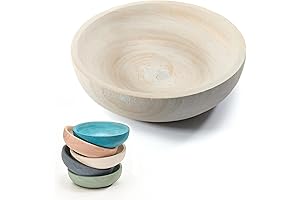 Wooden Round Decorative Bowl, 11 inch White