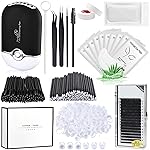 Lash Extension Kit Professional USB Eyelash Fan Individual 0.07D Curl Mix 8-15mm Extra Strong Glue Lash Glue Remover Eye Patch Silicone Pad Tapes,Perfect Tool for Beginner