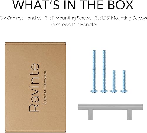 Miniatura 141 de Ravinte - 30 manijas de acero inoxidable para armario de cocina, 5 pulgadas de largo, agujero de 3 pulgadas, rosado