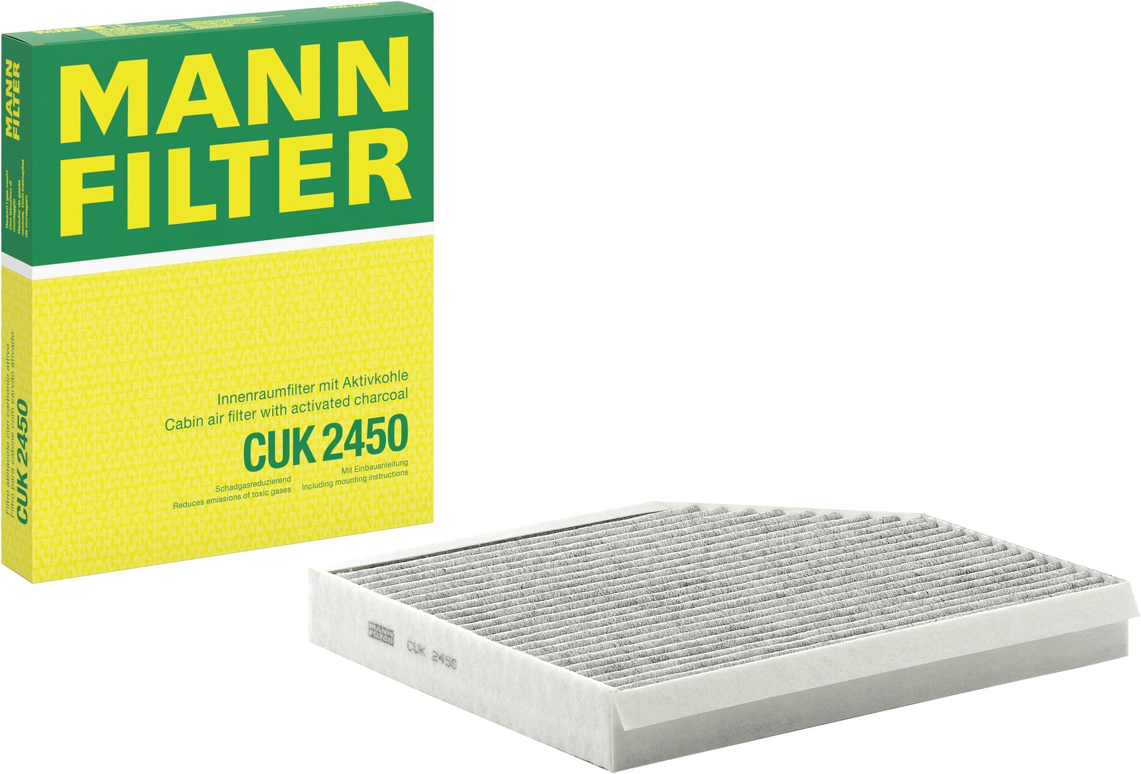 MANN-FILTER CUK 2450 Cabin Air Filter - Pollen Filter with Activated Carbon - for Cars + Transporters