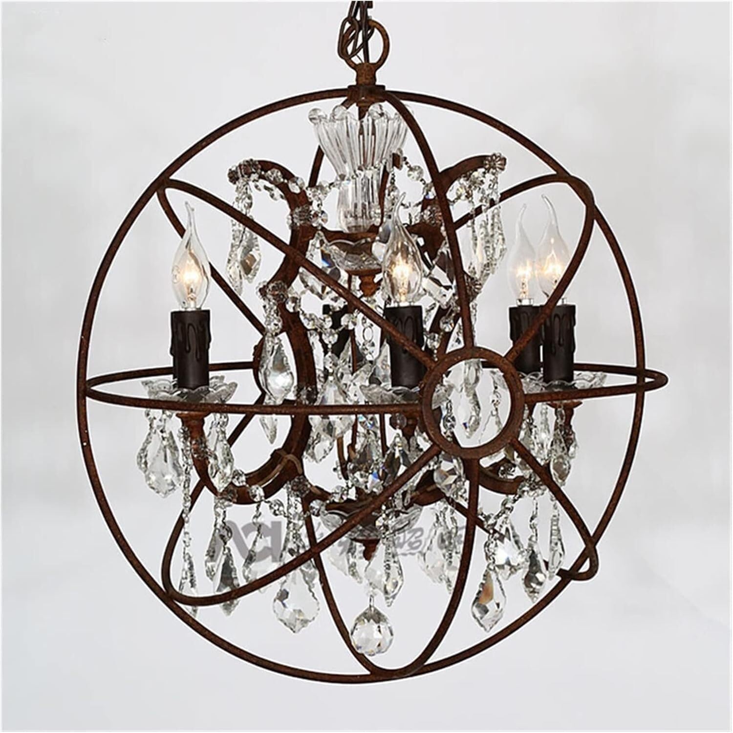 Pendant Lights, Retro Crystal Chandelier Church Living Room Light Medieval Country Candle Chandelier Earth Birdcage Lighting Illuminate