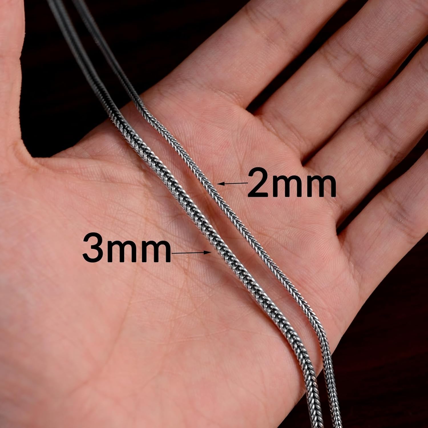 Franco Chain Sterling Silver Foxtail Necklace for Men 2mm 3mm Diamond Cut Chain for Men Women - Image 5