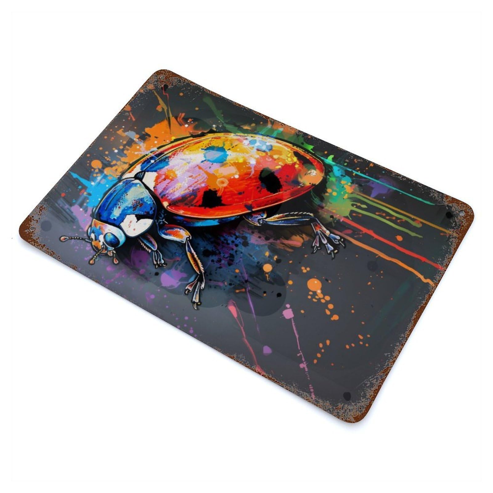 Bug Popart Painting Retro Metal Sign 11.8"x7.9", Vintage Wall Decor for Garage, Pub Or Kitchen