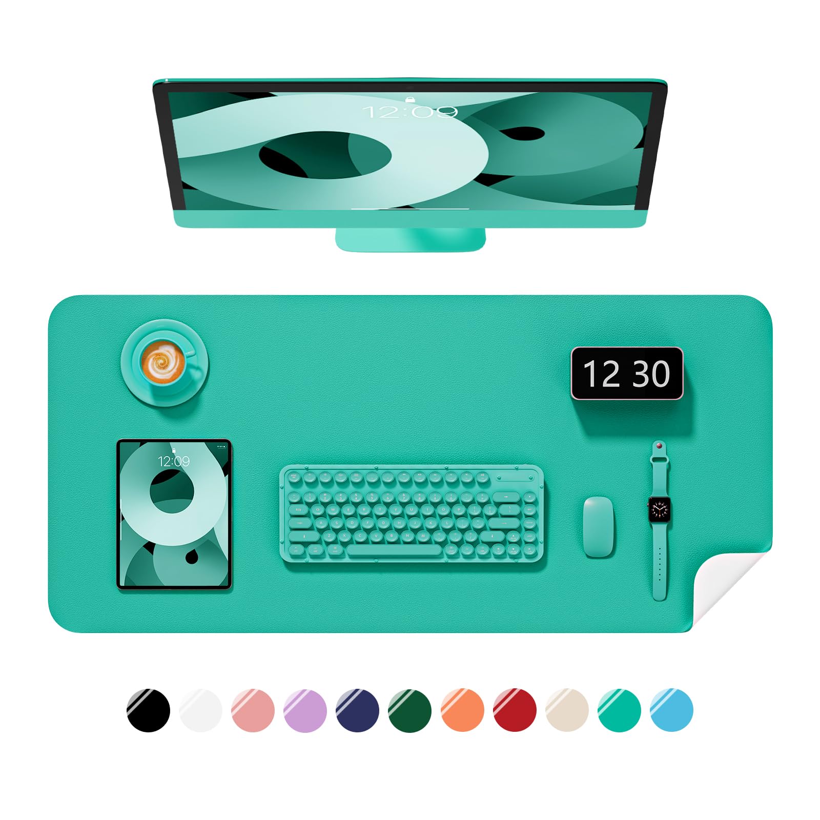 Niniubye Desk Pad, 35.5" x 17" PU Leather Non-Slip Desk Mat Large Mouse Pad for Desktop, Waterproof Laptop Computer Writing Mat for Office, Home, Work