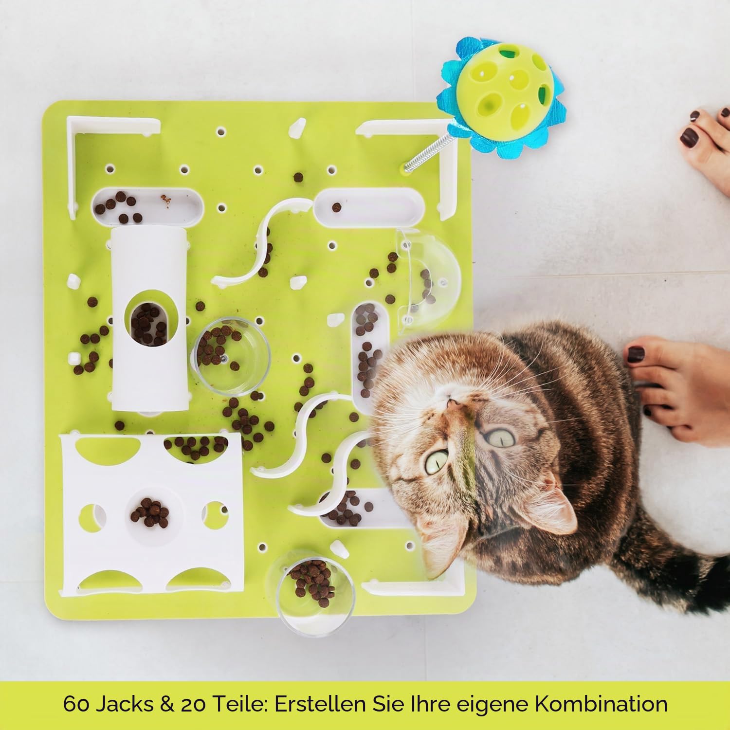 ALL FOR PAWS Katzenspielzeug mit Leckerli-Spender & Katzenminze,Spielzeug für Kätzchen mit Futterbelohnung und Knobelspaß Katzen Intelligenzspielzeug