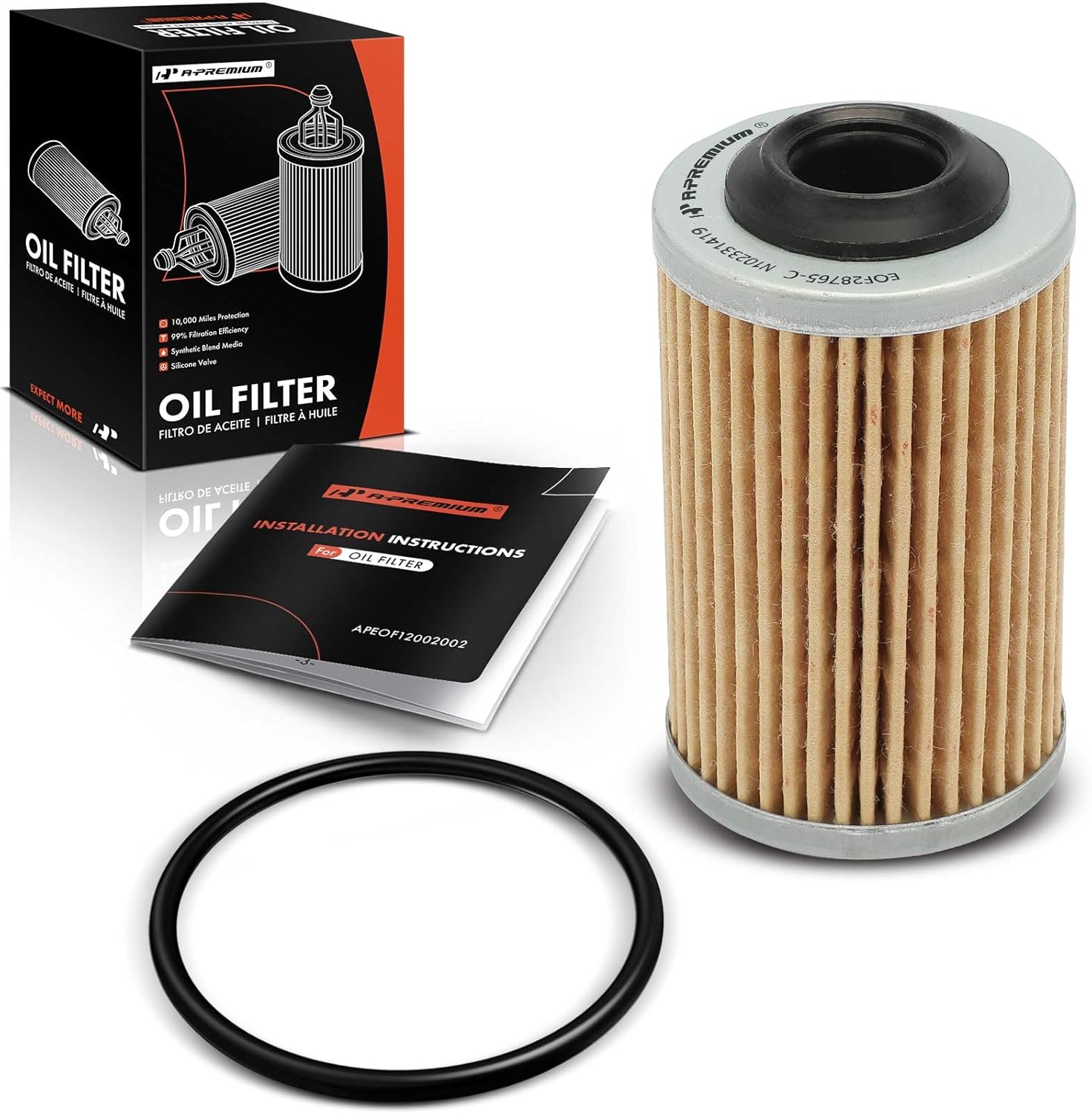A-Premium 10K Miles Protection Oil Filter Compatible with Chevy Camaro, Colorado, Caprice & Cadillac SRX, CTS, ATS, STS & GMC Canyon & Saab 9-3, 9-5, 9-4X & Oldsmobile Aurora, Intrigue & Pontiac