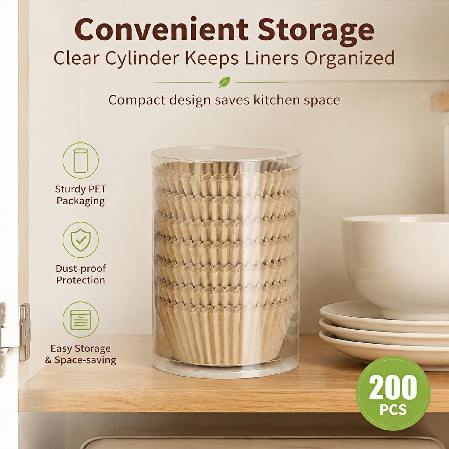 Standard Cupcake Liners – Non-Stick, Greaseproof Parchment Paper Muffin Cups – Food-Grade Baking Wrappers for Cupcakes, Muffins, Nuts & Candies (200, Natural)
