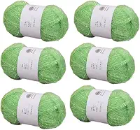 6 novelos de fio brilhante para panos de prato 100% poliéster, vidro, seda, pastel, para crochê, tecelagem, artesanato feito à mão, total de 300 g (verde grama)