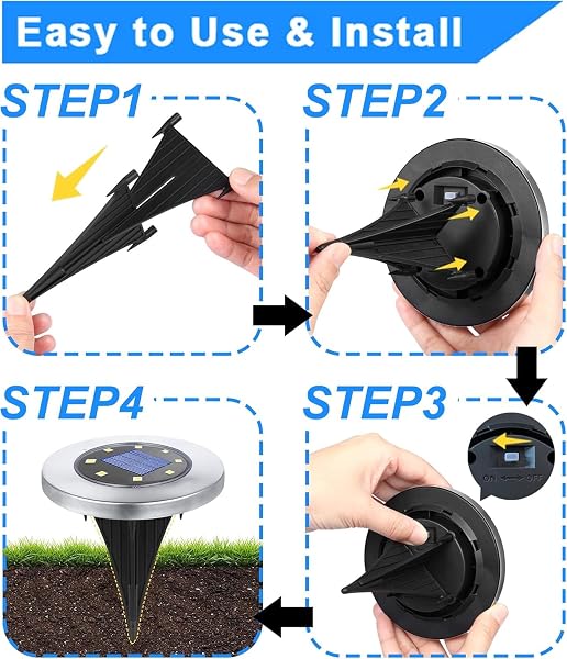 4.6 Inch Diameter Solar Ground Lights, Waterproof Solar Garden Lights, Outdoor Garden Waterproof Bright in-Ground Light, Landscape Lighting for Pathway,Yard,Lawn,Patio,Walkway (12 Pack Warm Light) - 5