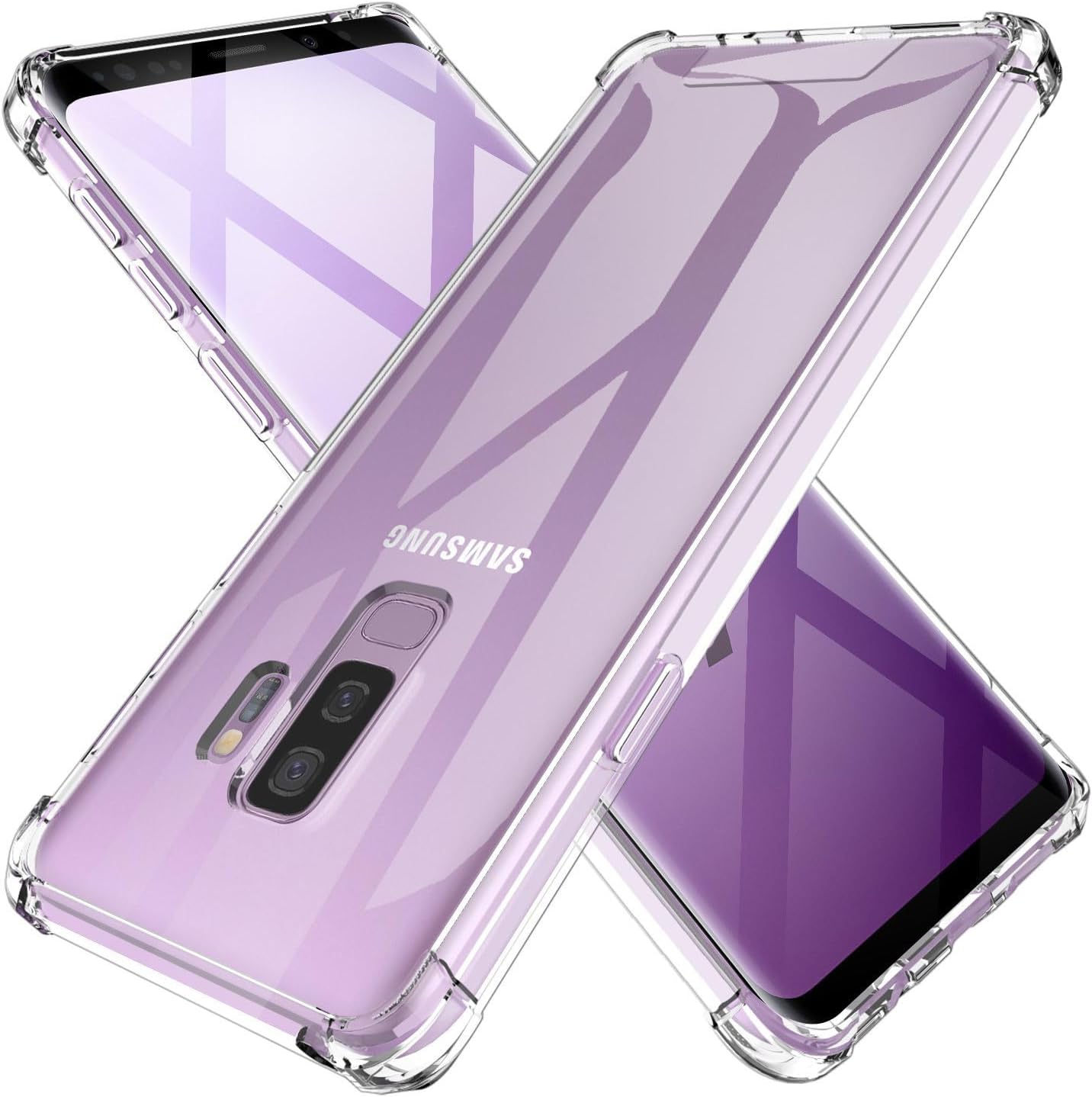 KIOMY Clear Case for Samsung Galaxy S9 Plus /S9+, Shockproof Bumper Protective Cell Phone Back Cover with Airbag Corners, 【Hybrid Design】 Hard PC Back with Flexible TPU Frame
