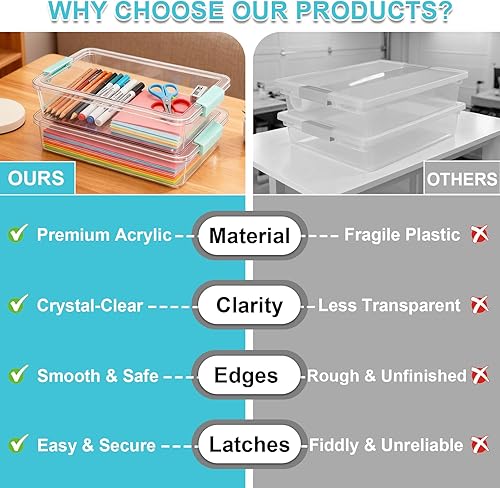 Miniatura 9 de Contenedores de almacenamiento de plástico transparente de 6 cuartos con tapas, organizadores y almacenamiento de manualidades, contenedores