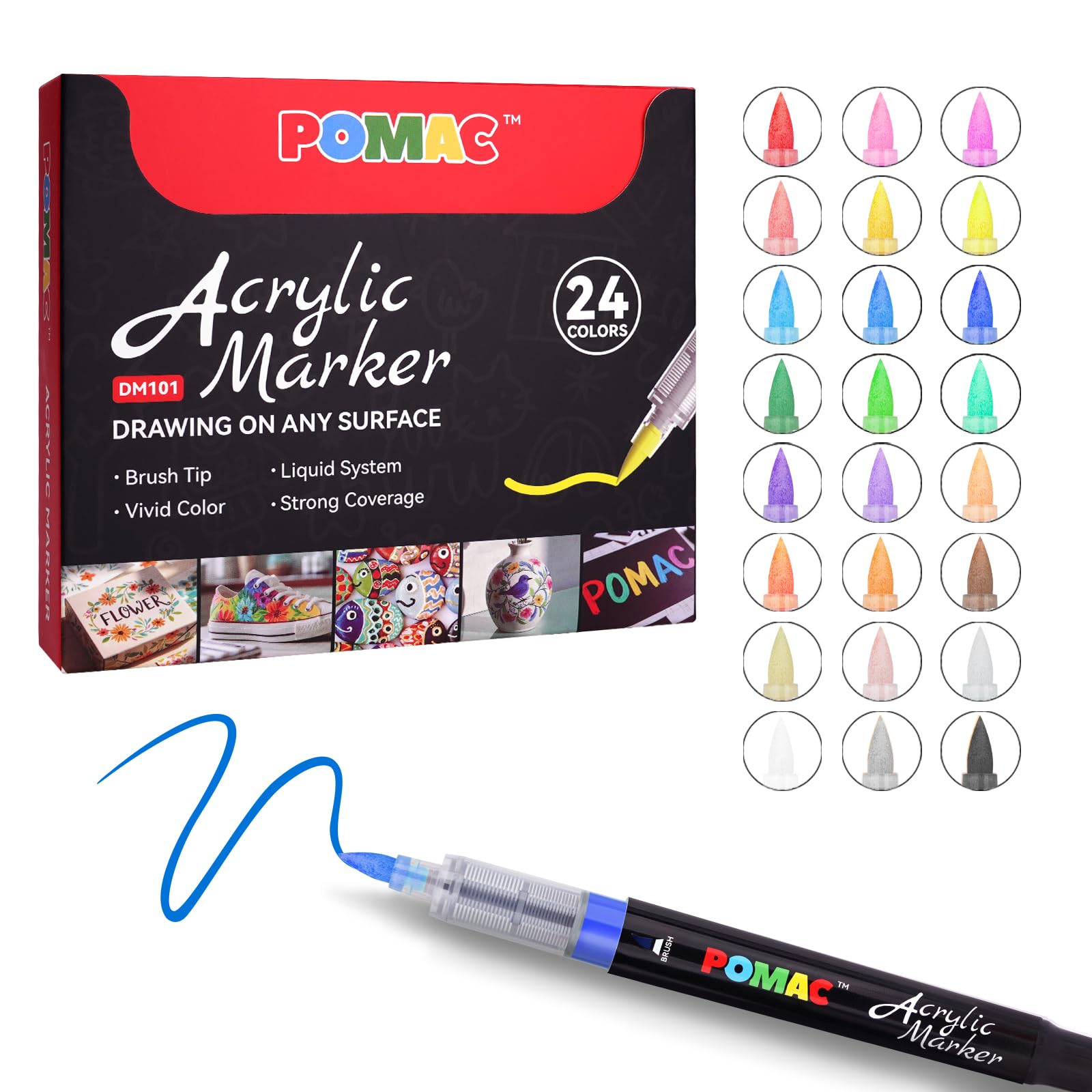 Amazon.com: POMAC Liquid Acrylic Paint Markers 24 Colors