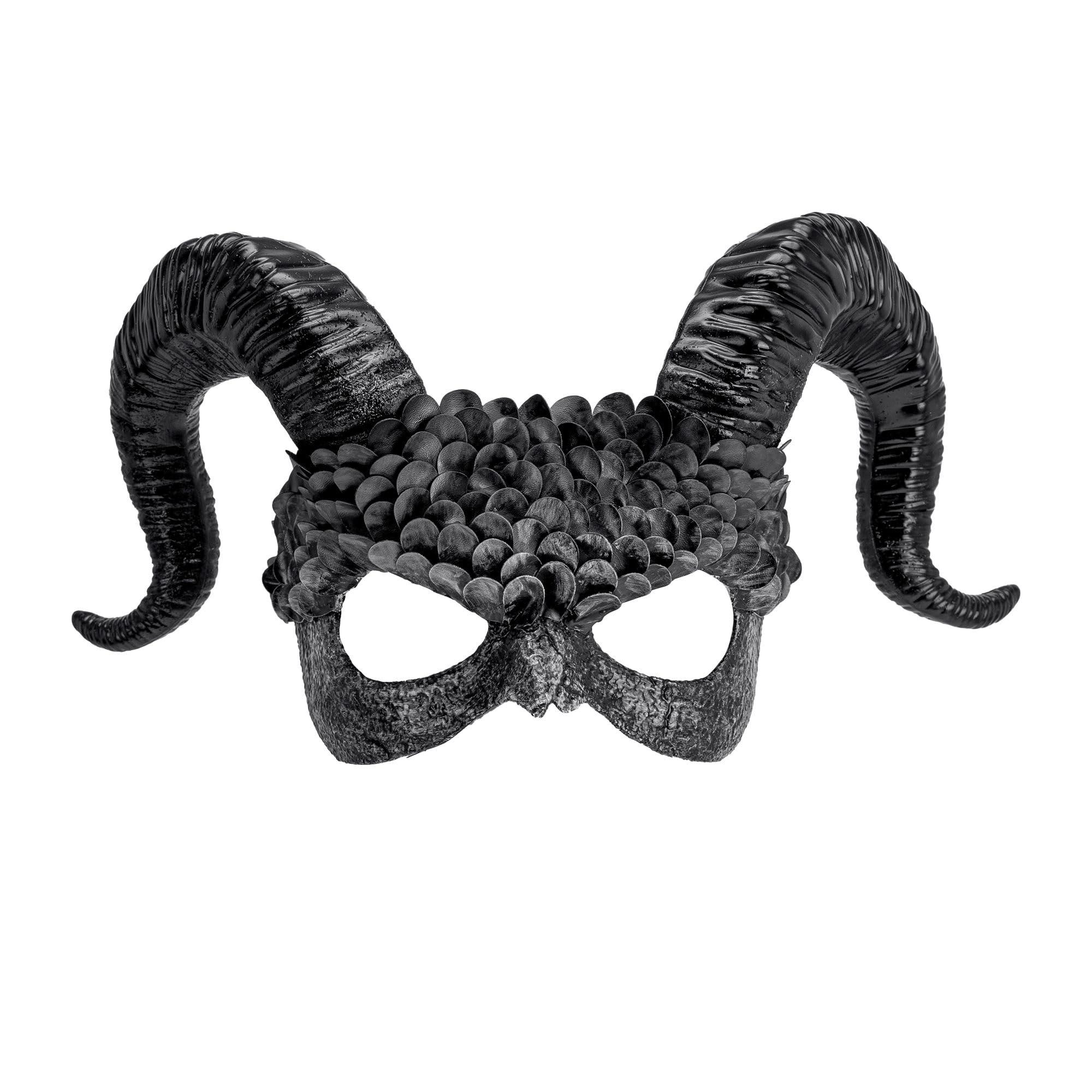 W WIDMANN MILANO Party Fashion 08483 - Máscara de demonio con cuernos, ángel negro, disfraz de Halloween terrorífico