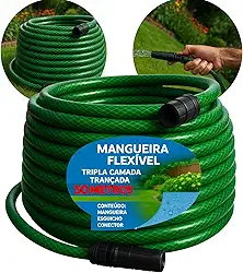 Mangueira de Jardim Quintal Trançada Anti-Torção Flexível 50 metros Resistente Com Esguicho