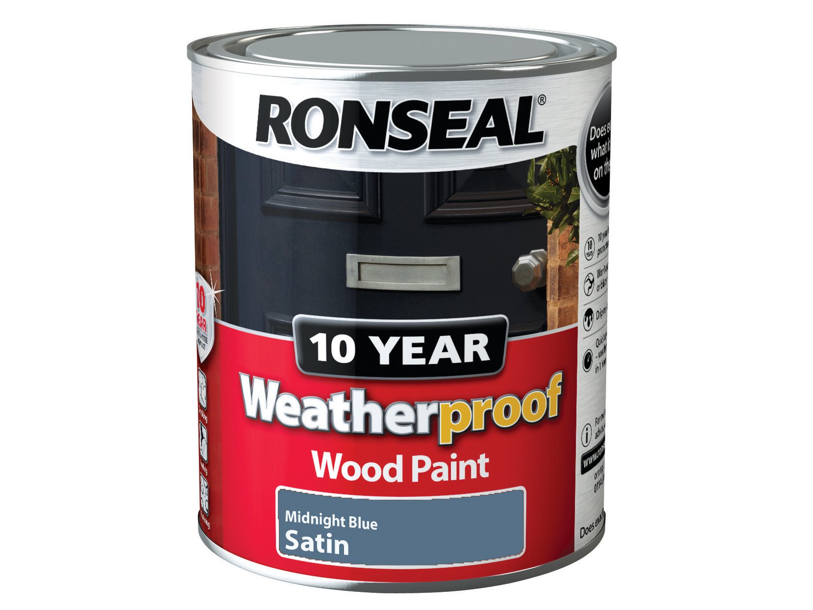 Ronseal 10 Year Weatherproof Exterior Wood Paint 750Ml - Satin Midnight Blue