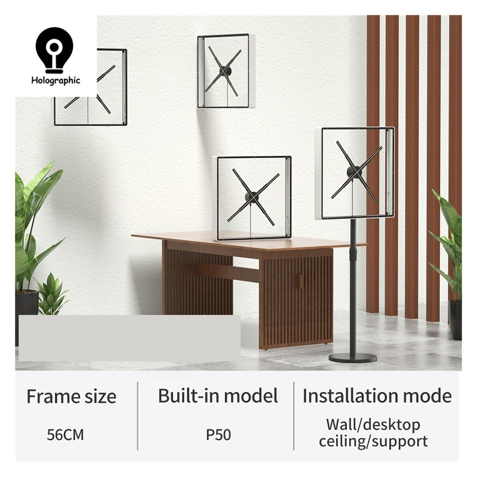 Wentylator z hologramem 3D, 50cm wentylator 3D projektor z hologramem Wifi znak Led lampa holograficzna odtwarzacz zdalny wyświetlacz reklamowy