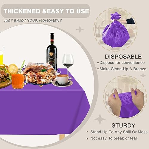 Miniatura 8 de D&Z Paquete de 6 manteles rectangulares de plástico color rosa desechables de 54 x 108 pulgadas, para interiores y exteriores, fiestas, cumpleaños,