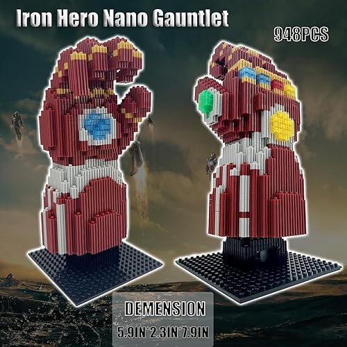 Miniatura 4 de JESGO Juego de construcción de guantelete infinito con luz, modelo de héroe de hierro y destructor con piedras del infinito, decoración de recuerdos