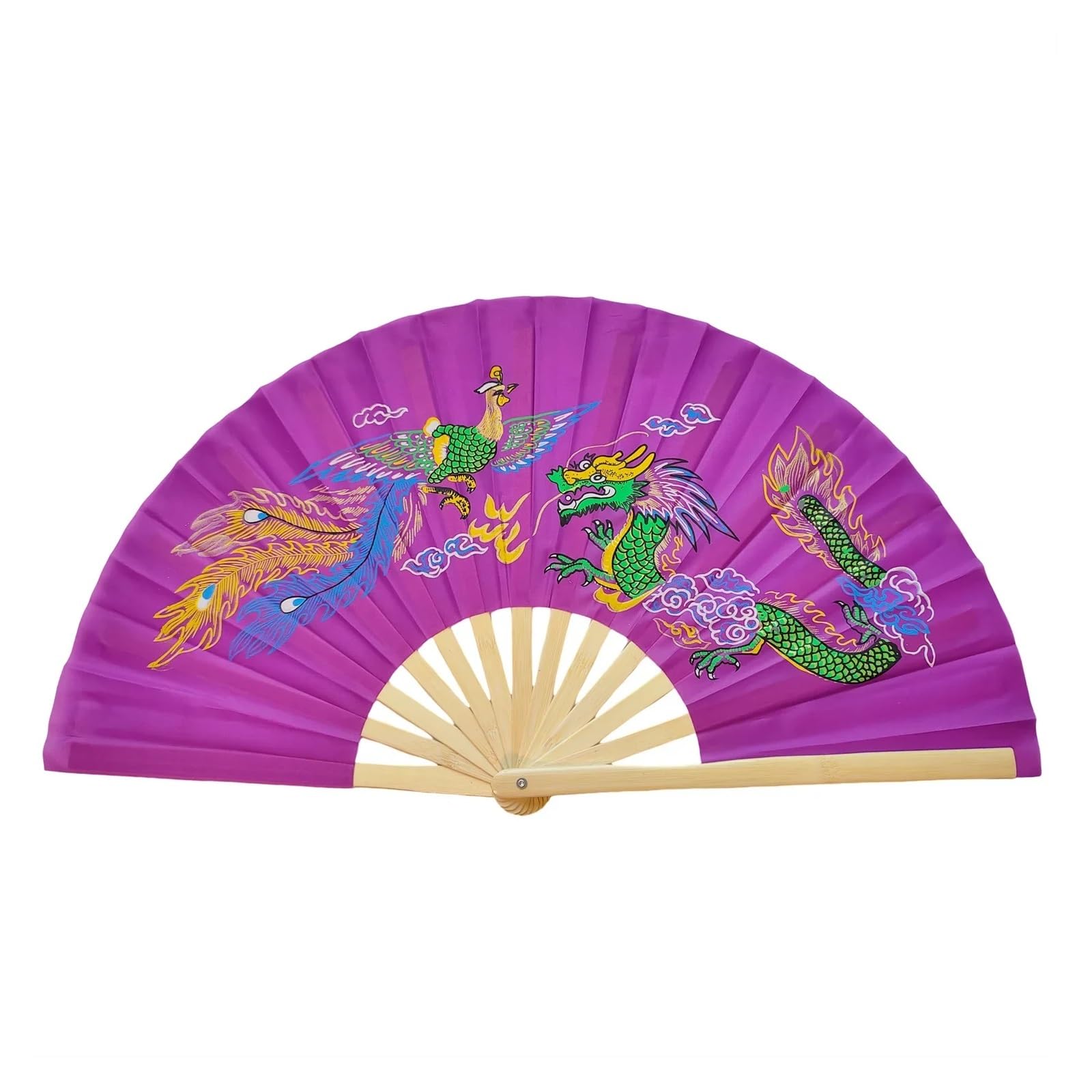 Abanico Plegable para Práctica Abanico Plegable de 33 cm for Kung-fu, Tai chi, Nailon, Ideal for Danza, decoración y Festivales(1 Right Hand Fan)