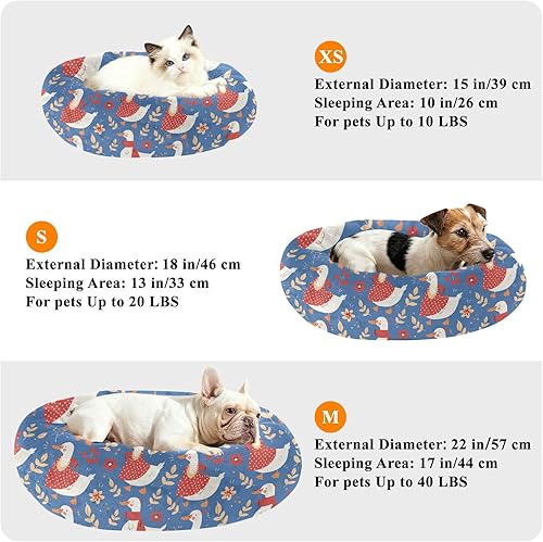 Miniatura 7 de Cartoon White Cute Duck Navy Blue Calming Anti Anxiety Pet Dog Bed fluffier Dog & Cat Cushion for Medium Size Pets Supplies Camas para mascotas