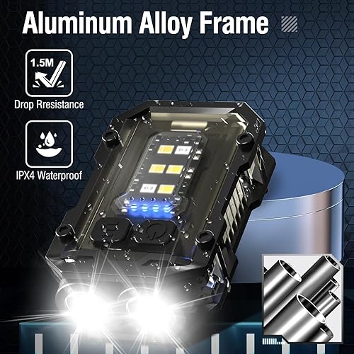 Miniatura 6 de N10 LED magnético EDC Clip linterna recargable súper brillante mini linterna USB C 8 modos de luz flash pequeñas linternas para camping, correr