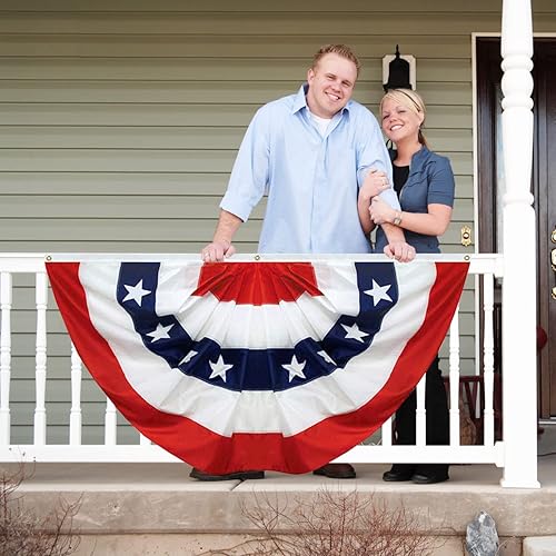 Miniatura 4 de Paquete de 2 banderas plisadas de Estados Unidos, bandera estadounidense de 3 x 6 pies, bandera patriótica de Estados Unidos con cabecera de lona y