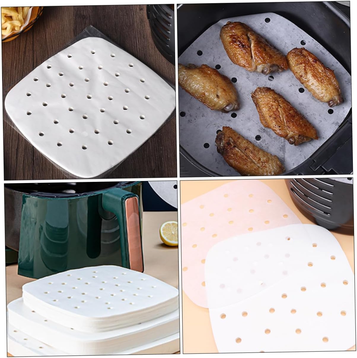 100 Sheet Square Perforated Air Fryer Paper Liner for Baking