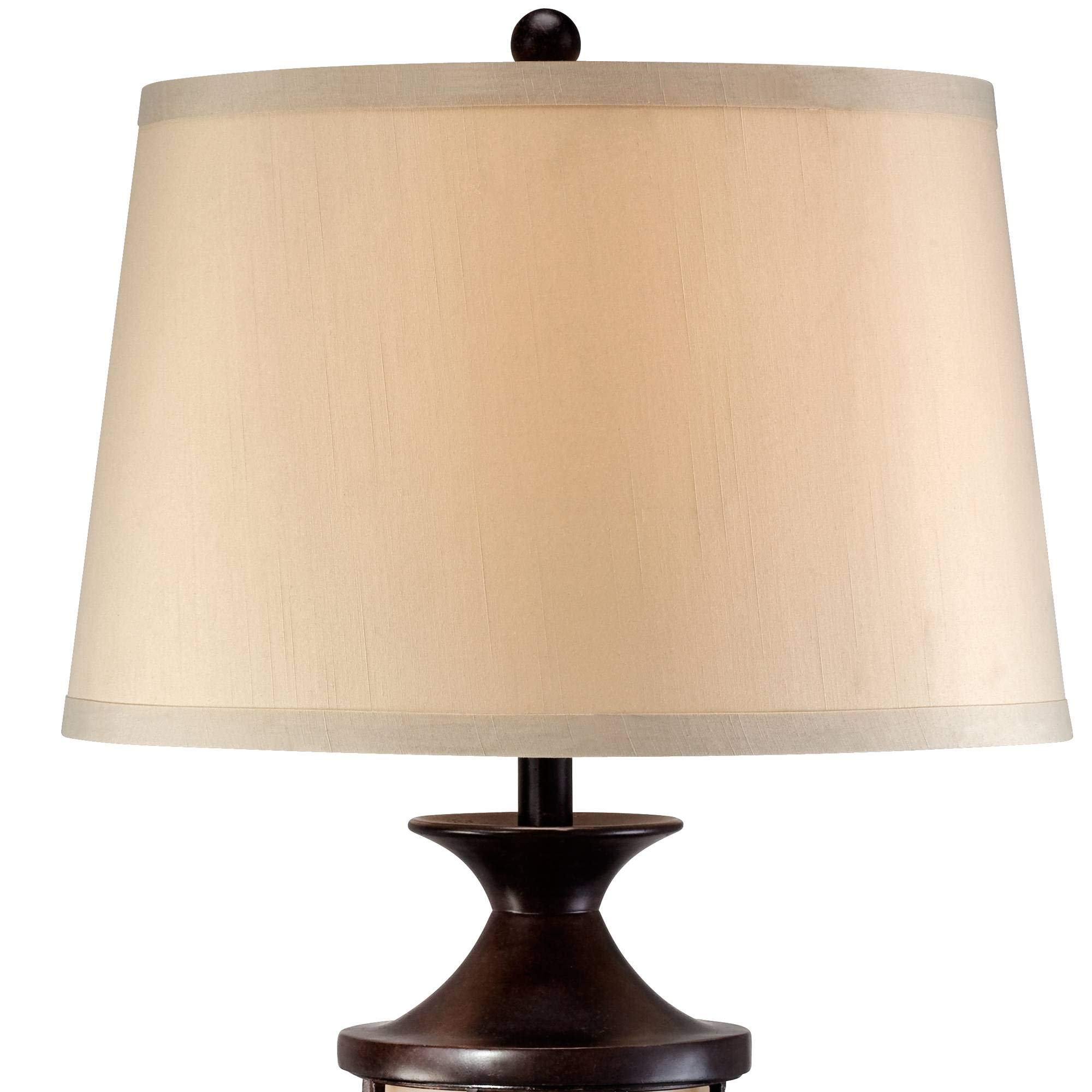 Cage 33" Large Table Lamps Set of 2 Night Light Bronze Brown Urn | Brushed Mission Lantern Nightlight Iron Living Room Bedroom House Bedside Nightstand Home Office Entryway Beige Shade