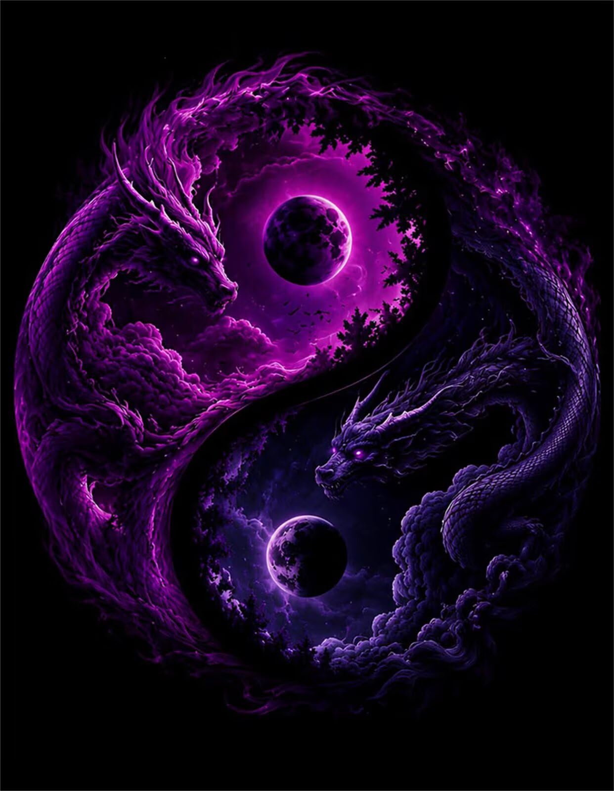 Puzzle 5000 Pezzi, Puzzle per Adulti Paesaggio Drago Viola 156x105 cm, Impossibile Difficile Puzzles Impegnativo Come Regalo e Decorazione per Pareti