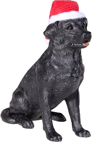 Sandicast Black Labrador Retriever with Santa Hat Christmas Ornament