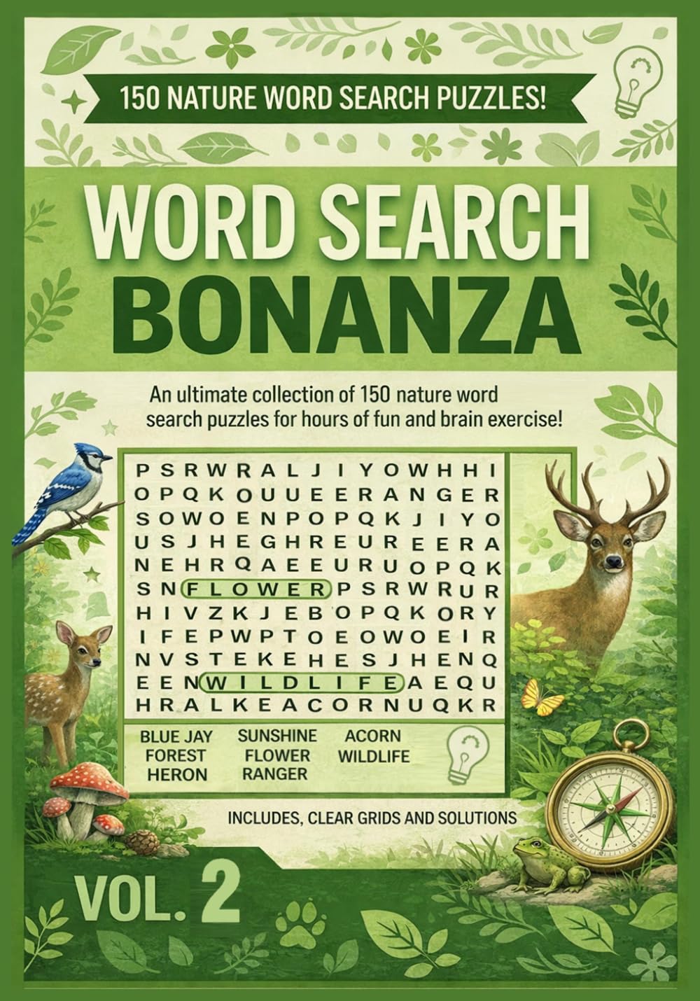 WORD SEARCH BONANZA: 150 NATURE PUZZLES: A Ultimate Collection of 150 Nature Word Search Puzzles for Hours of Fun and brain Exercise! (Large Print) (For Adults and Seniors) Volume 2