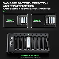Vista 4 de POWEROWL 8 Bay AA AAA Battery Charger, USB High-Speed Charging, Independent Slot, for Ni-MH Rechargeable Batteries, No Adapter
